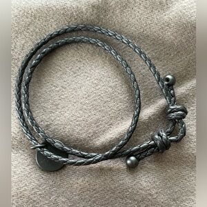 Bottega Veneta Logo Pendant Woven Bracelet - Dark Brown